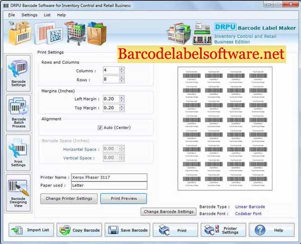 Screenshot of Inventory Barcode Maker