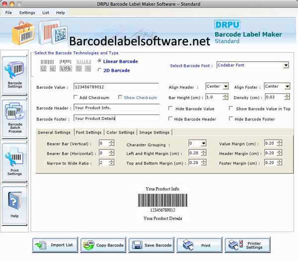 Screenshot of Mac Barcode Label Software