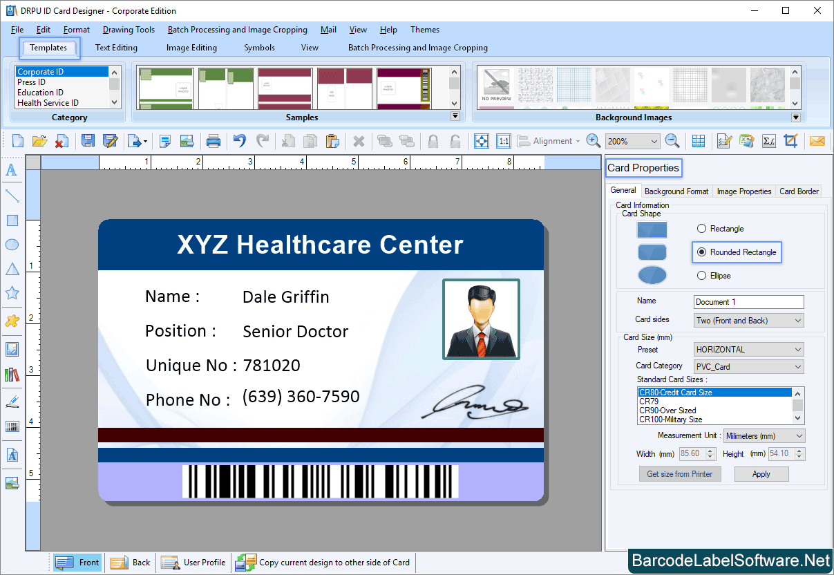 Screenshots of ID Cards Maker (Corporate Edition) to create multiple id