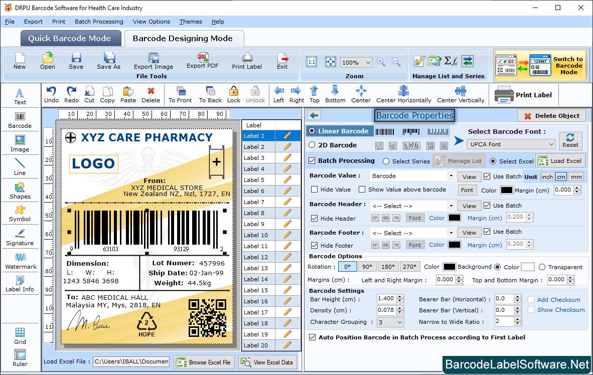 Barcode Software for Healthcare Industry Barcode Properties