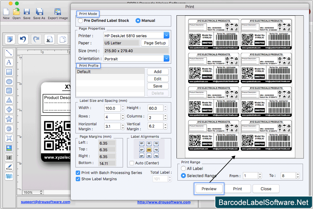 Mac Barcode Label Maker Software Print Settings