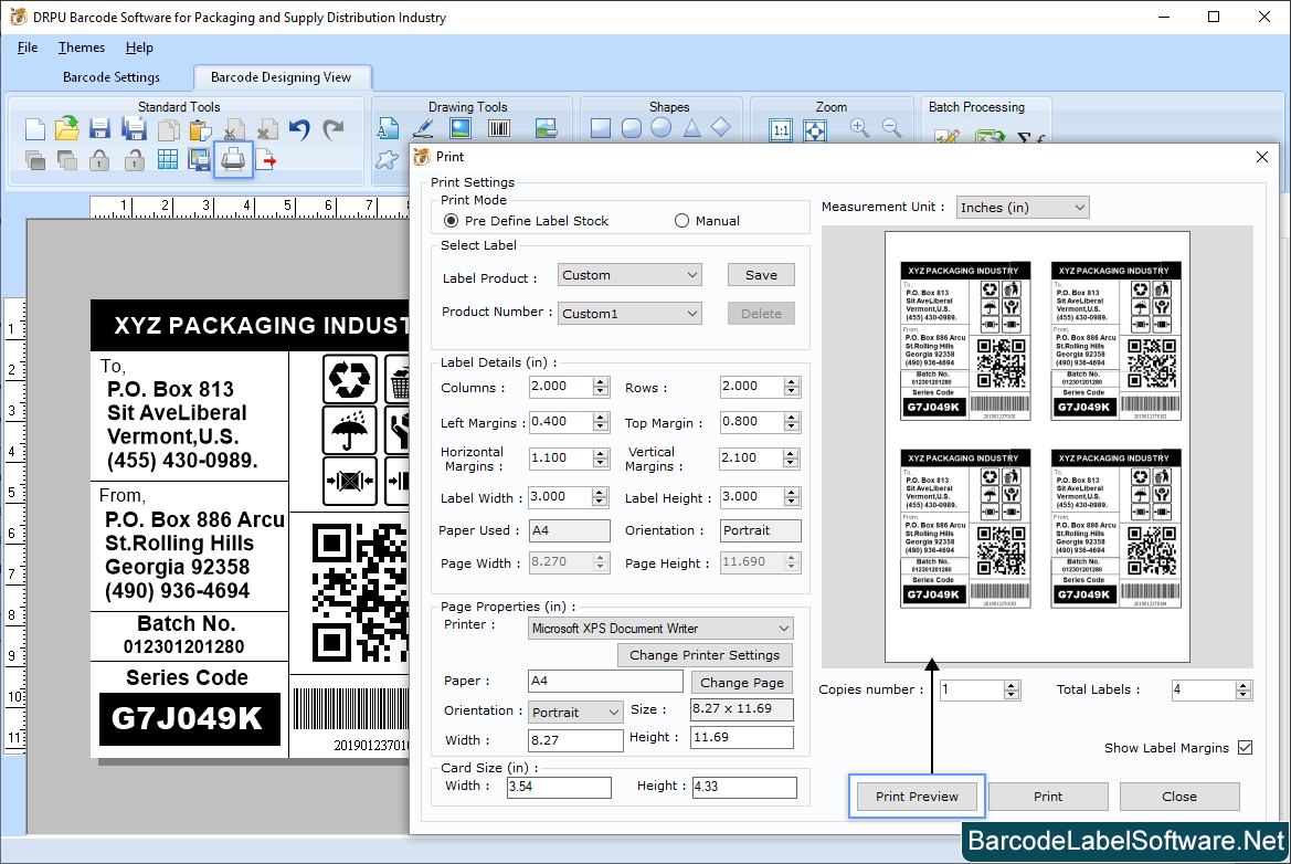 Barcode Software for Packaging Supply