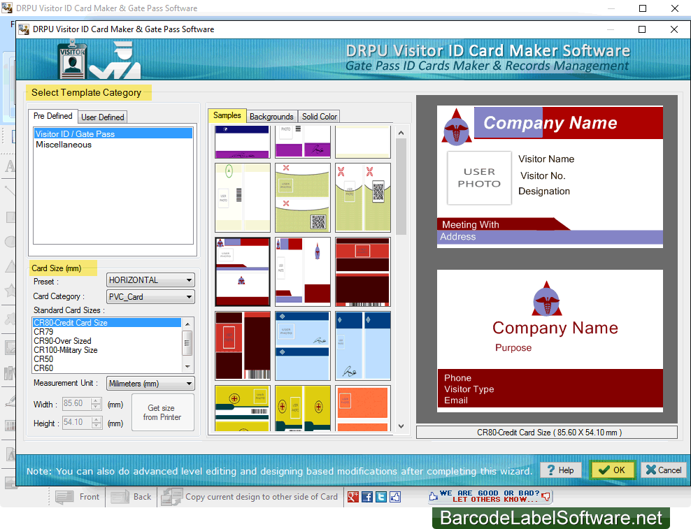 visitor card templates
