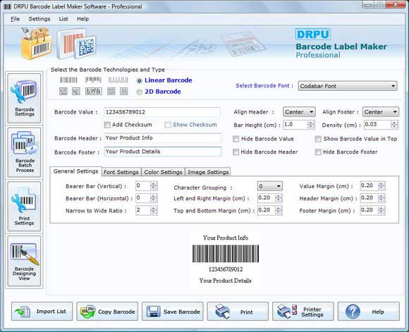 Screenshot of Barcode Software