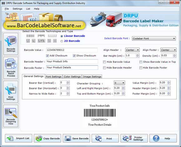 Screenshot of Barcode Fonts for Shipping