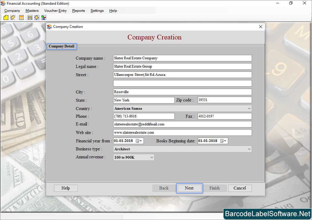 Accounting Software - Standard Edition Company Creation