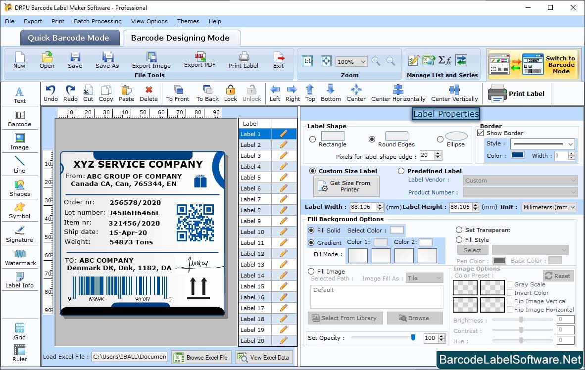 Barcode label Software – Professional  Label Properties 