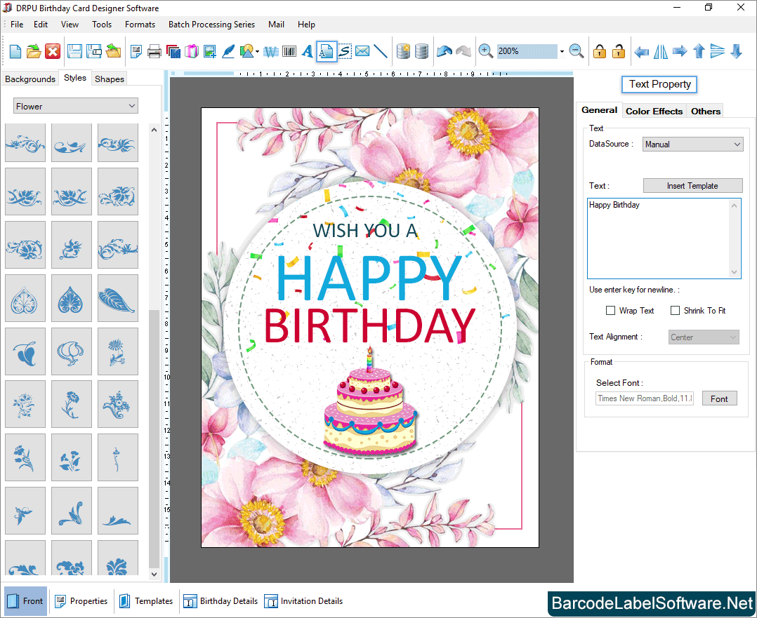 Birthday Card Maker Software Text Property
