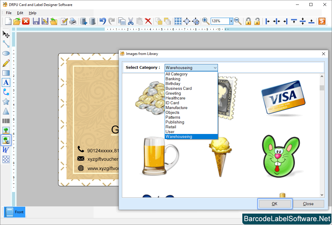 Card and Label Maker Software Select image From Library