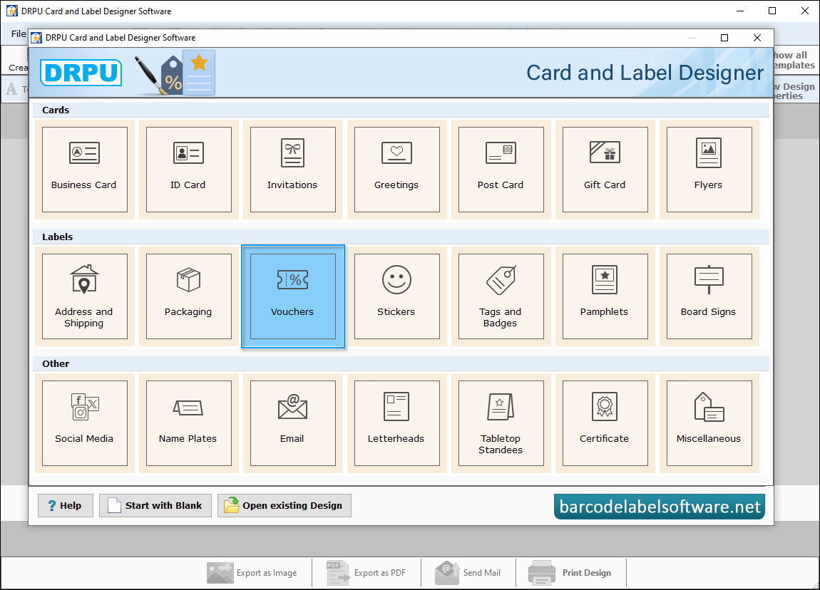 Card and Label Maker Software Select Module Create Label by Using Wizard