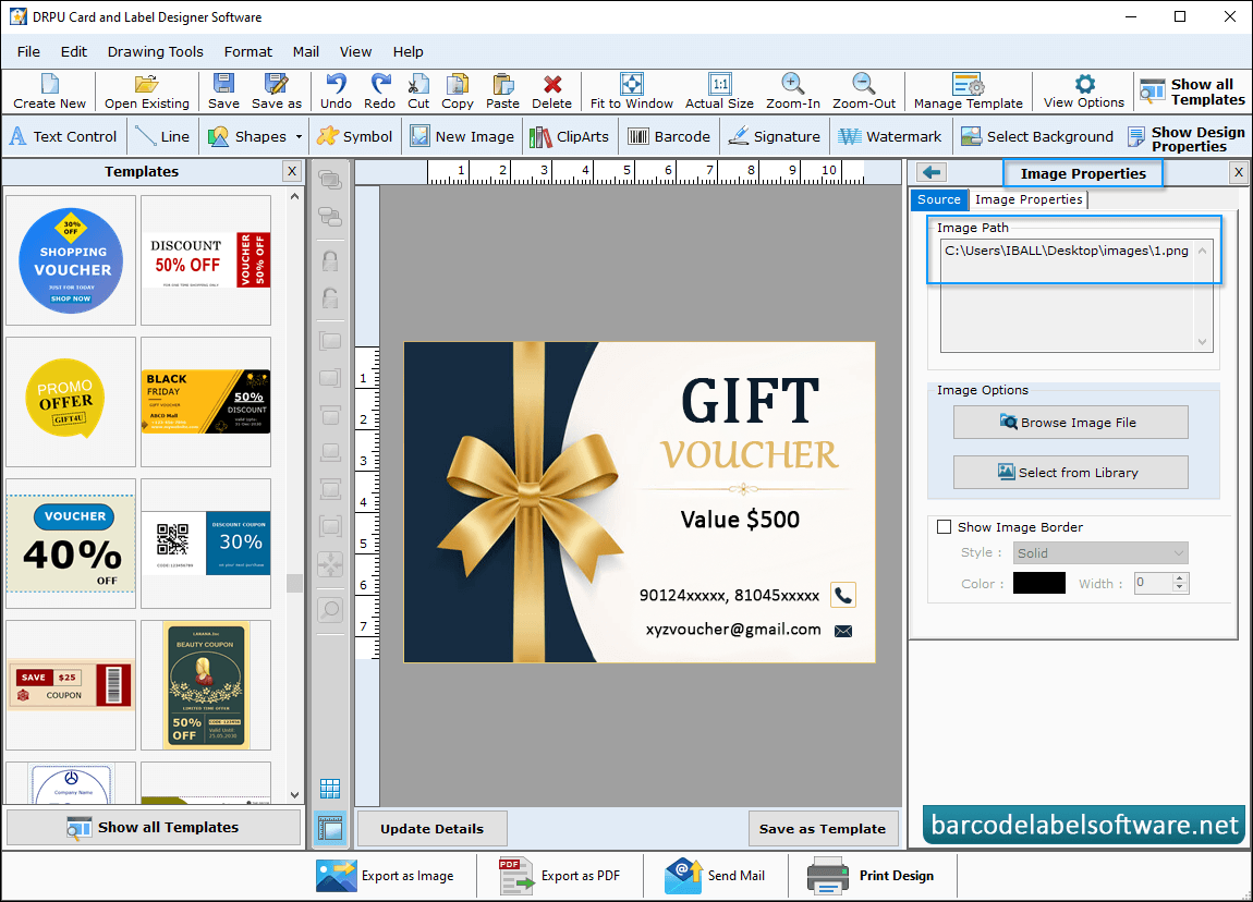 Card and Label Maker Software Select image From Library
