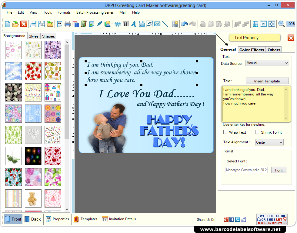 Screenshots of Greeting Cards Maker Software to know how to create ...