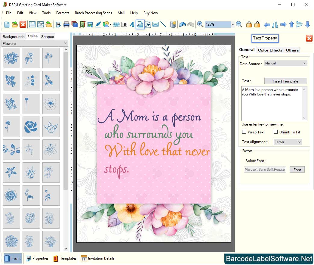 Greeting Card Maker Software Text Property