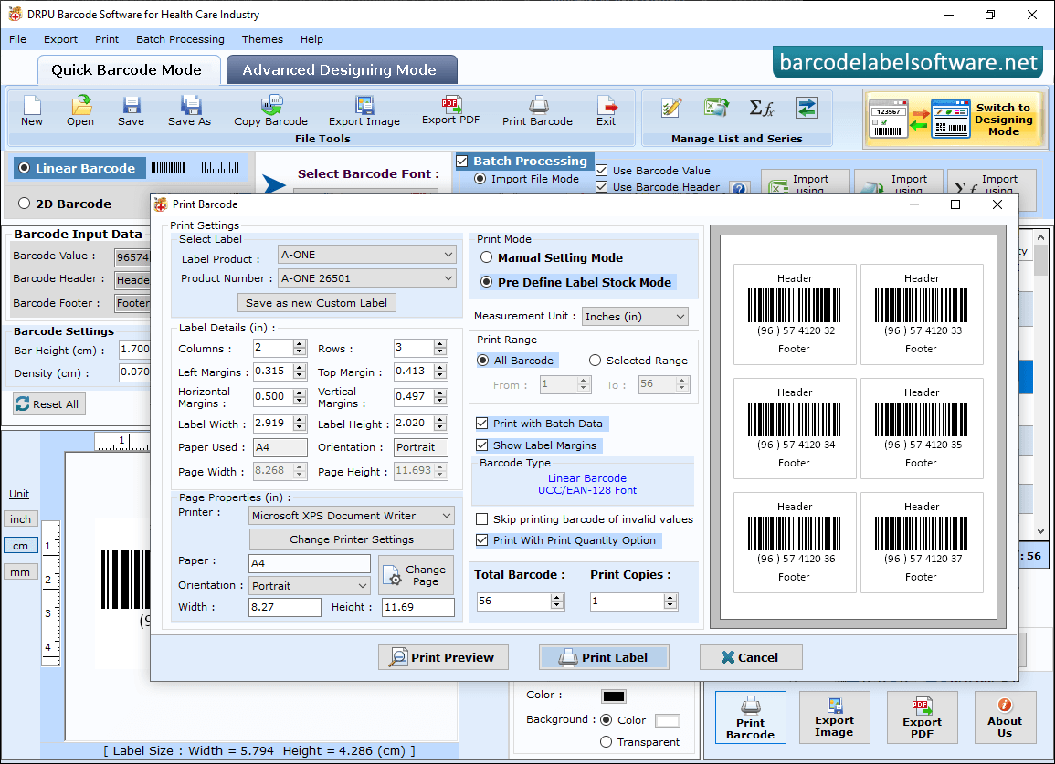 Healthcare Industry Barcode Software