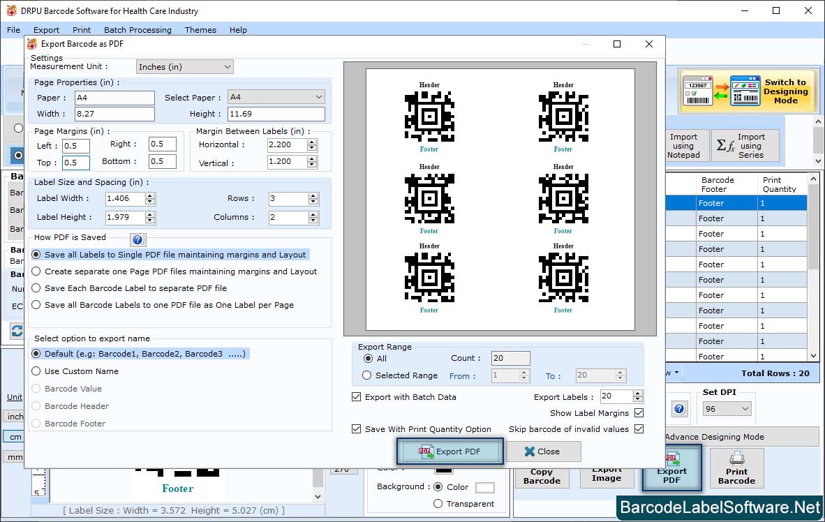 Barcode Software for Healthcare Industry Print Settings