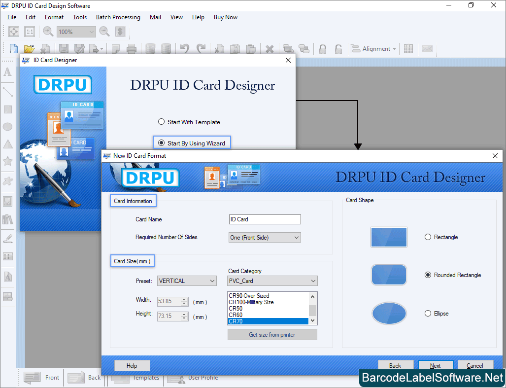 ID Card Maker Software Card Information, Card Size