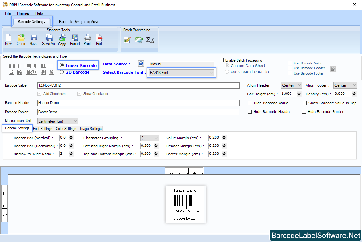 Barcode Software for Inventory Control Set Barcode Settings