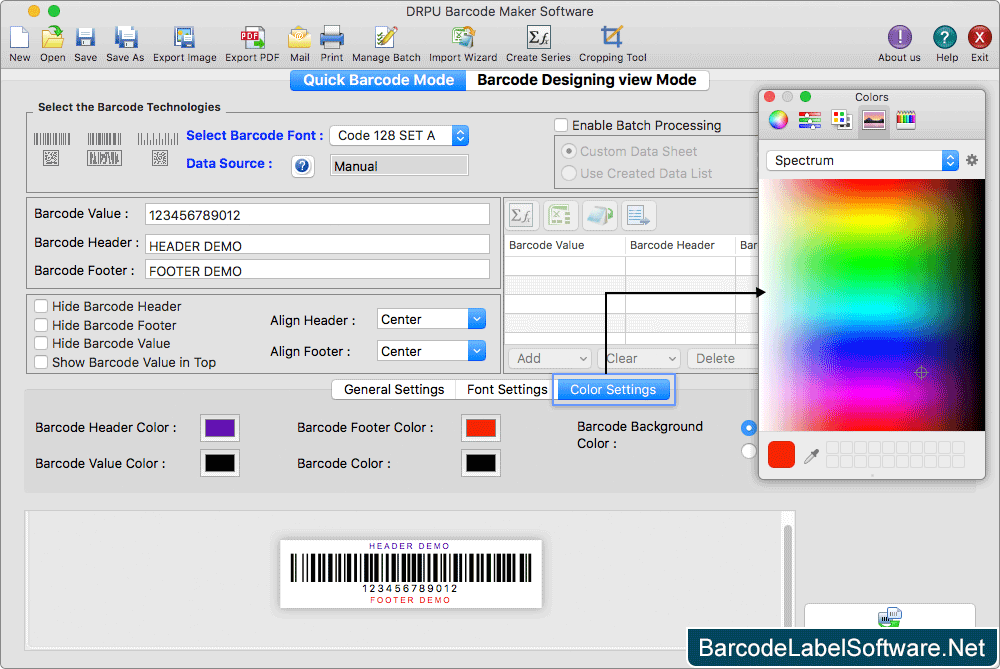Mac Barcode Label Maker Software Color Settings