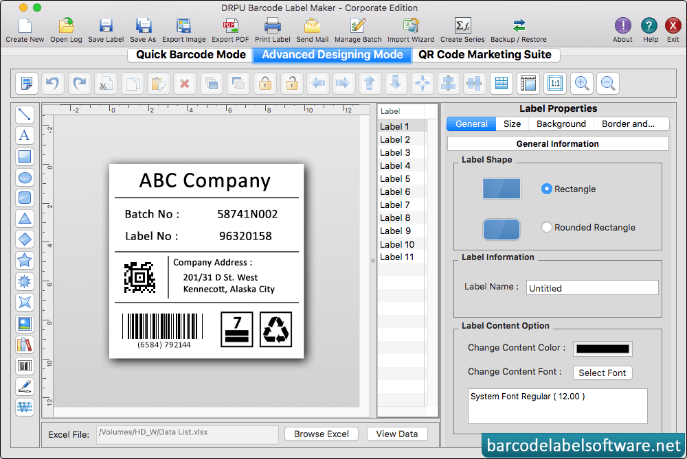 Mac Barcode Label Maker Label Properties