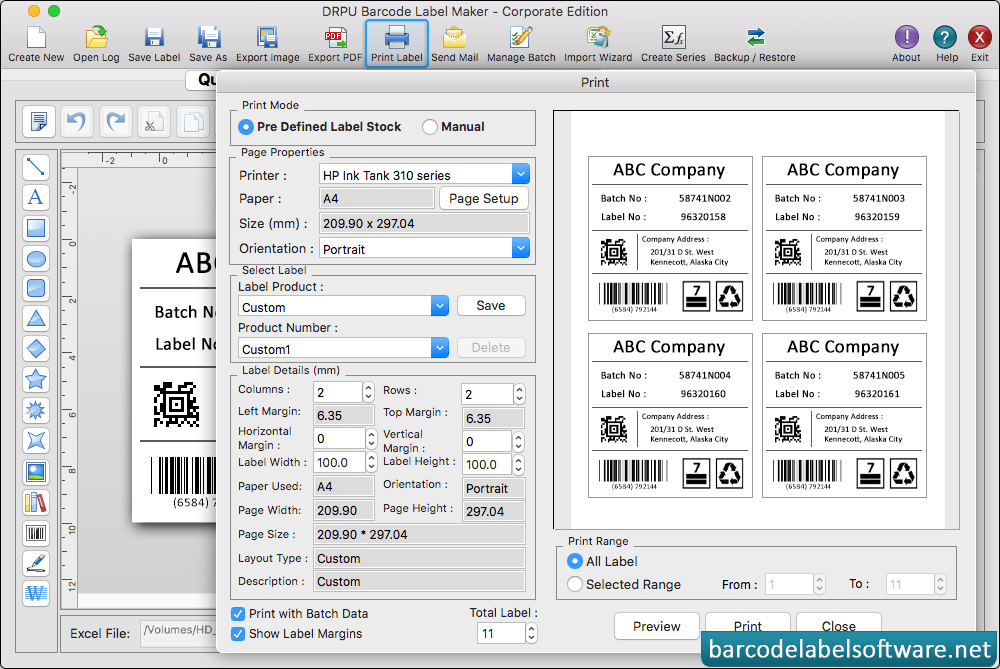 Mac Barcode Label Maker Software Print Preview