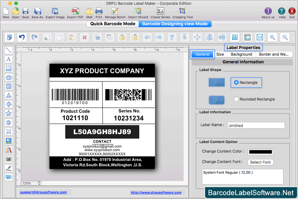 Mac Barcode Label Maker Label Properties