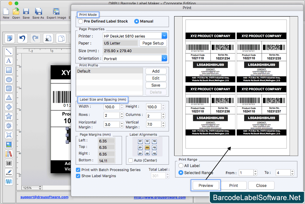 Mac Barcode Label Maker Software Print Preview