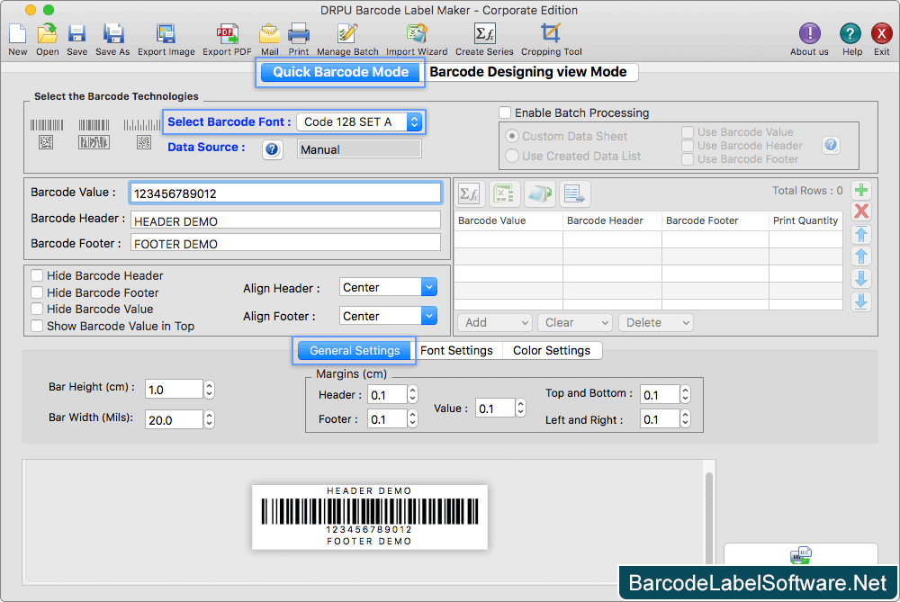 Mac Barcode Label Software - Corporate Edition generates barcode labels