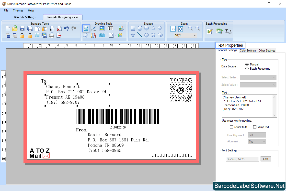 Barcode Software for Post Office