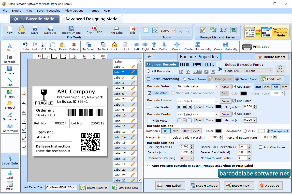 Barcode Software for Post Office