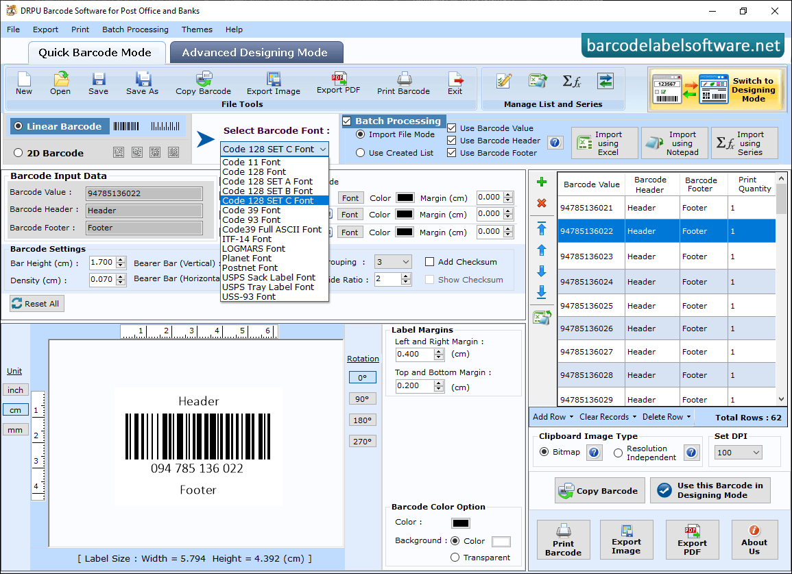 Barcode Software for Post Office