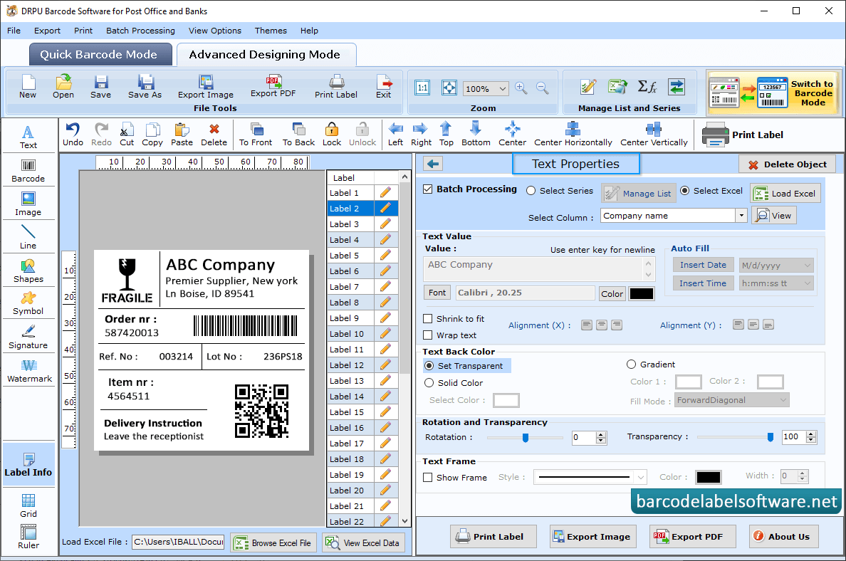 Barcode Software for Post Office