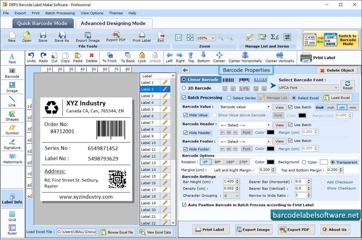 Barcode label Software – Professional