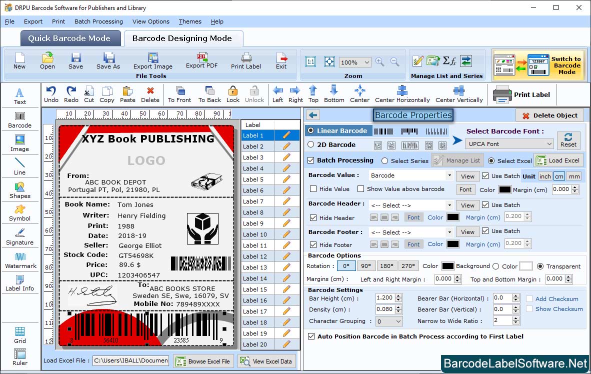 Barcode Software for Publishers Set Barcode Properties