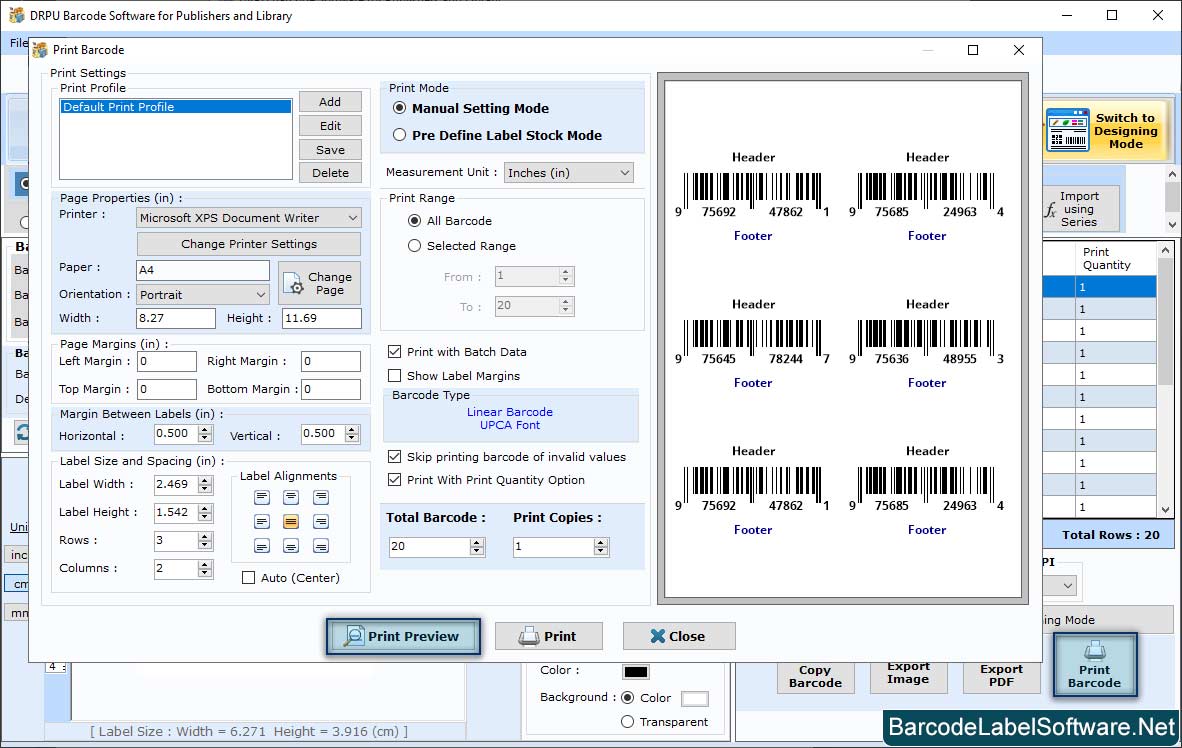 Barcode Software for Publishers Print Preview