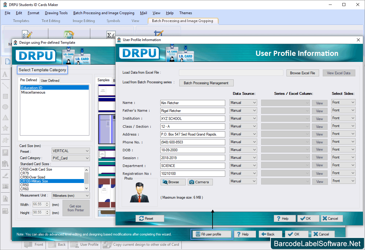 Eneter User Profile Information