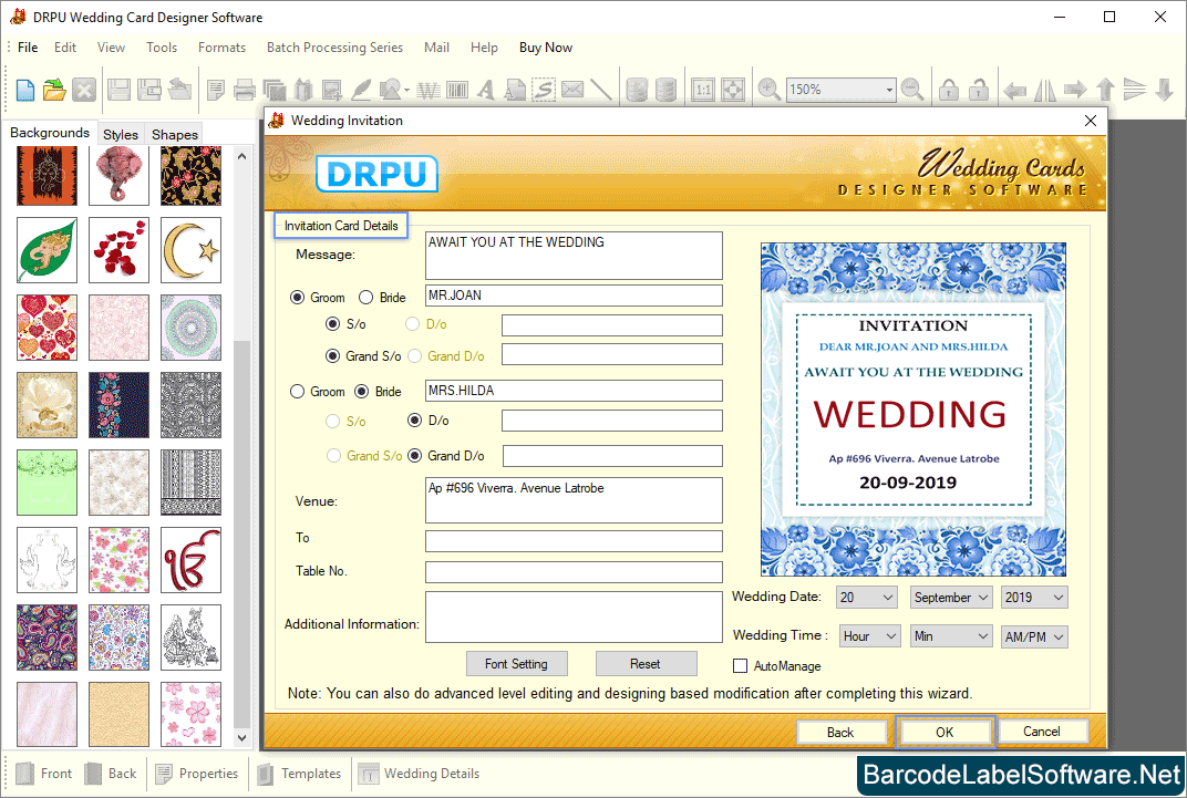 Wedding Card Maker Invitation card details